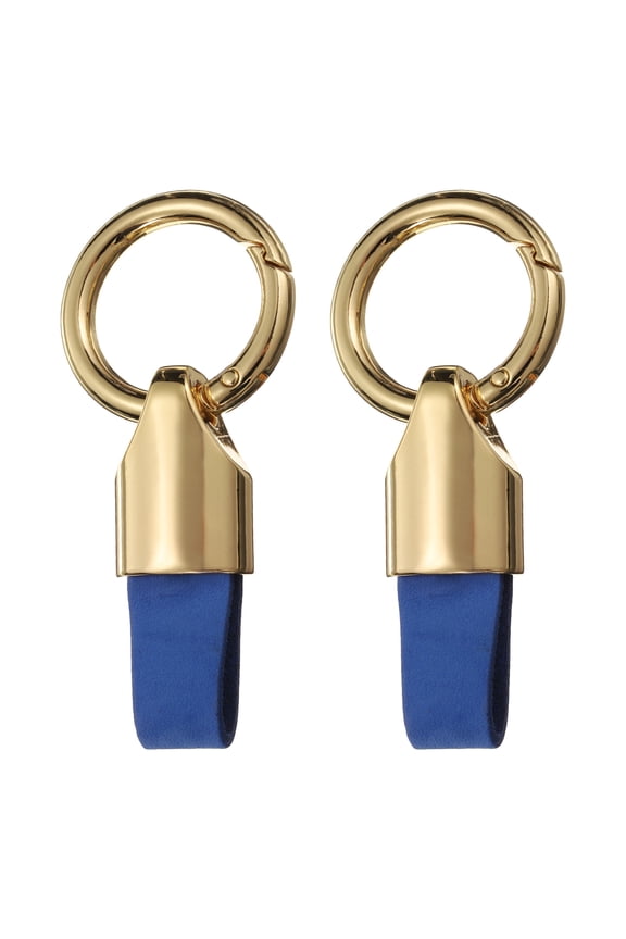 2pcs Car Key Chain Ring Clip, Leather Keychain Key Fob for Home Car Keys, Gold Tone Blue