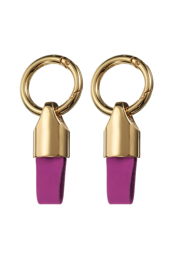2pcs Car Key Chain Ring Clip, Leather Keychain Key Fob for Home Car Keys, Gold Tone Rose Red