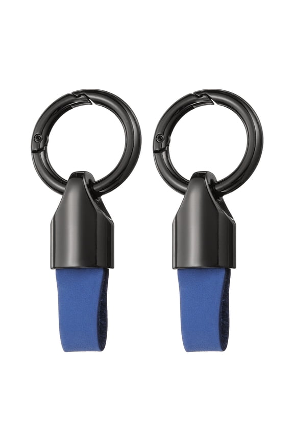 2pcs Car Key Chain Ring Clip, Leather Keychain Key Fob for Home Car Keys, Gunmetal Blue