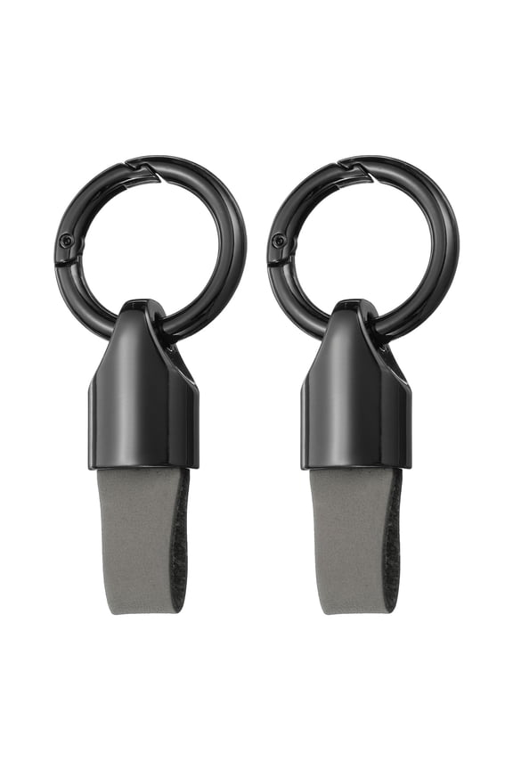 2pcs Car Key Chain Ring Clip, Leather Keychain Key Fob for Home Car Keys, Gunmetal Grey