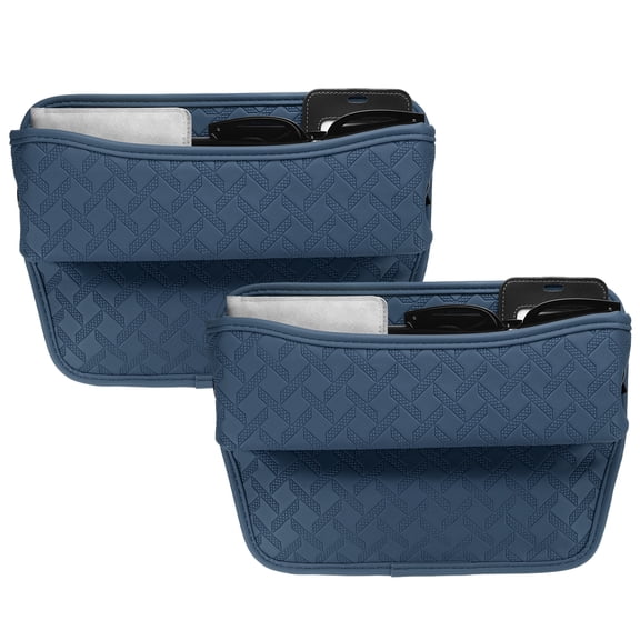Uxcell 2pcs Car Seat Gap Filler Organizer 11.5 x 8 x 2.1 Inch Leather Universal Car Organizer Storage Box Between Seat and Console for Phone Sunglasses Keys, Blue