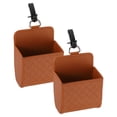 thumbnail image 1 of Uxcell 2pcs Car Vent Storage Bag PU Leather Vehicle Hanging Organizer with Hook, Brown, 1 of 7