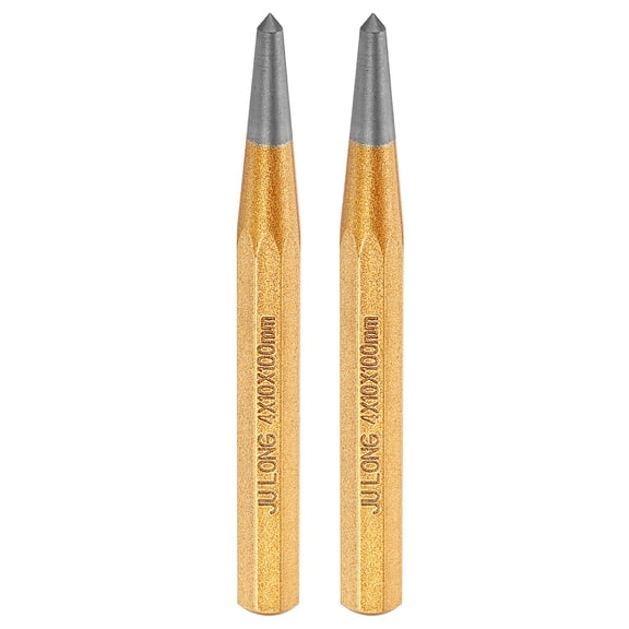 Uxcell 2pcs Center Punch 4mm(1/6") 100mm Length Metric Non-marring Alloy Steel Cylindrical Alignment Punch Drive Pin Tools for Automotive Watch Repair Jewelry Craft