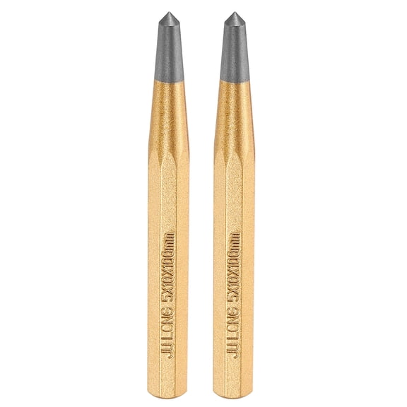 Uxcell 2pcs Center Punch 5mm(1/5") 100mm Length Metric Non-marring Alloy Steel Cylindrical Alignment Punch Drive Pin Tools for Automotive Watch Repair Jewelry Craft