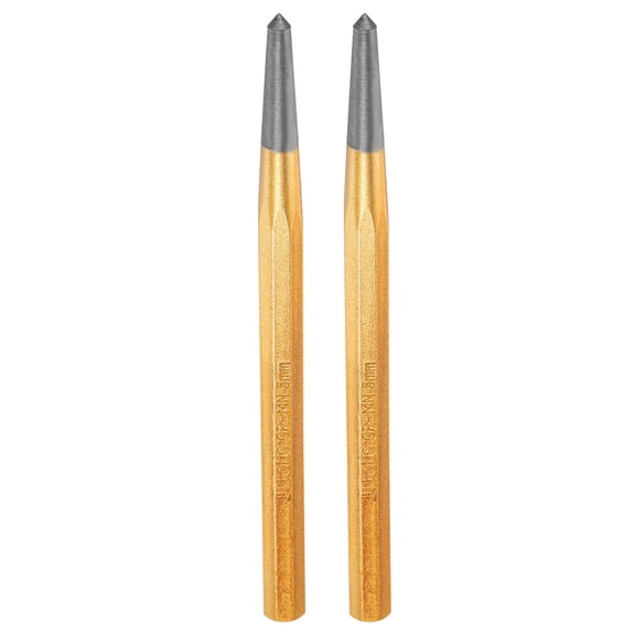 Uxcell 2pcs Center Punch 5mm(1/5") 150mm Length Metric Non-marring Alloy Steel Cylindrical Alignment Punch Drive Pin Tools for Automotive Watch Repair Jewelry Craft