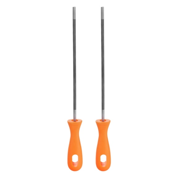 Uxcell 2pcs Chainsaw File 13/64"(5mm) Chrome Steel Double Cut Round Rasp with Plastic Handle for Chain Saw Polishing