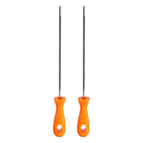 Uxcell 2pcs Chainsaw File 5/32"(4mm) Chrome Steel Double Cut Round Rasp with Plastic Handle for Chain Saw Polishing