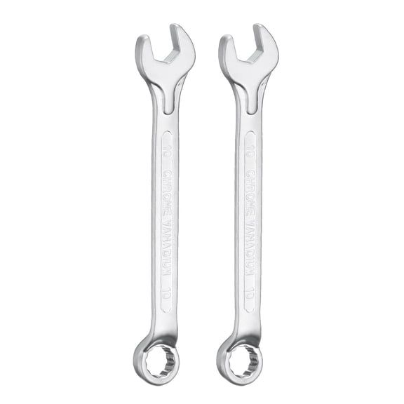 Uxcell 2pcs Combination Wrench Offset 10mm 75-Degree 12-Point Box End and 15 Angled Open End Metric CR-V Steel Nickel Plated Multi-function Spanners for Mechanics DIY Enthusiasts