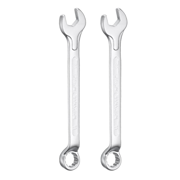 Uxcell 2pcs Combination Wrench Offset 11mm 75-Degree 12-Point Box End and 15° Angled Open End Metric CR-V Steel Nickel Plated Multi-function Spanners for Mechanics DIY Enthusiasts