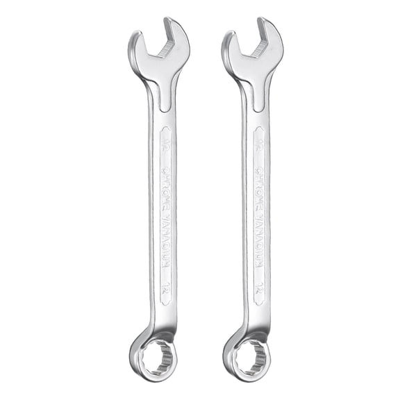 Uxcell 2pcs Combination Wrench Offset 12mm 75-Degree 12-Point Box End and 15 Angled Open End Metric CR-V Steel Nickel Plated Multi-function Spanners for Mechanics DIY Enthusiasts