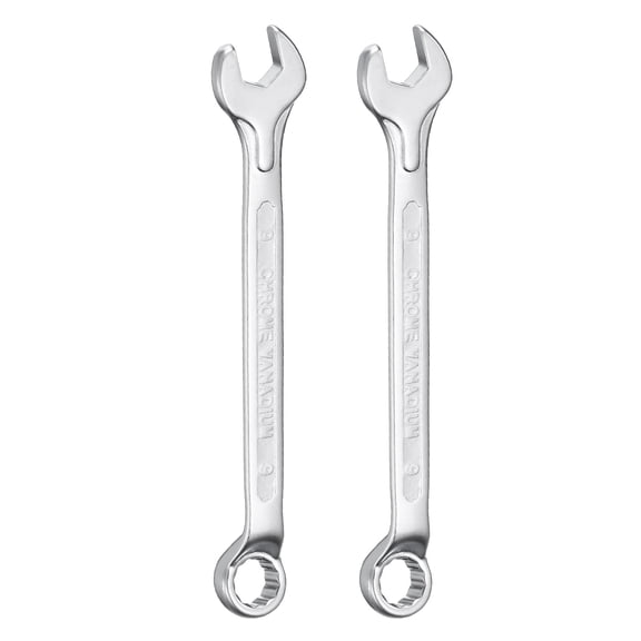 Uxcell 2pcs Combination Wrench Offset 9mm 75-Degree 12-Point Box End and 15° Angled Open End Metric CR-V Steel Nickel Plated Multi-function Spanners for Mechanics DIY Enthusiasts