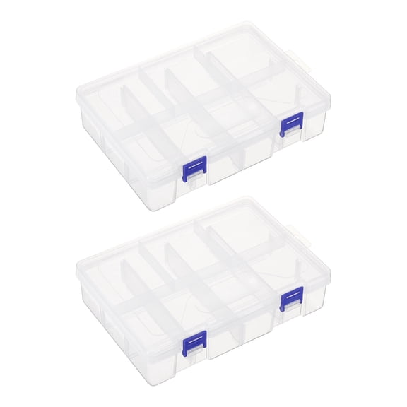 Uxcell 2pcs Component Storage Box 8 Grids PP Electronic Organizer Box Double Layer with Driver Hardware Containers Box