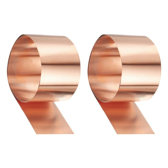 Uxcell 2pcs Copper Sheet Roll 0.2mm Thick Copper Flashing Strip (2" Width x 3.28ft)