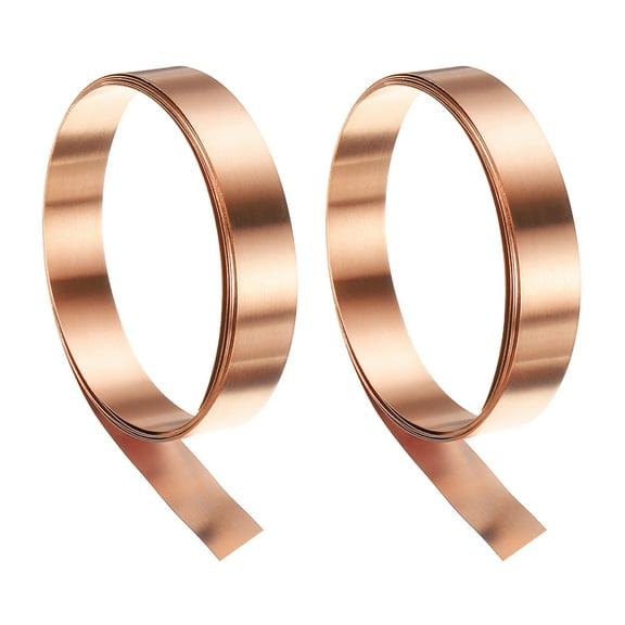 Uxcell 2pcs Copper Sheet Roll 0.3mm Thick Copper Flashing Strip (0.4" Width x 3.28ft)