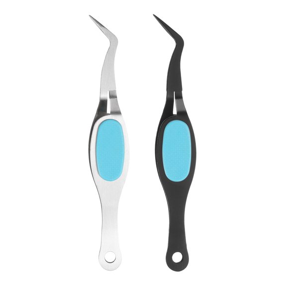 Uxcell 2 Pcs Craft Tweezers Crossing Lock Curved Stainless Steel Tweezer for DIY Blue/Silver/Black