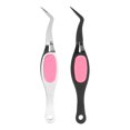 thumbnail image 1 of Uxcell 2 Pcs Craft Tweezers Crossing Locking Curved Stainless Steel Tweezers for DIY Pink/Silver/Black, 1 of 6