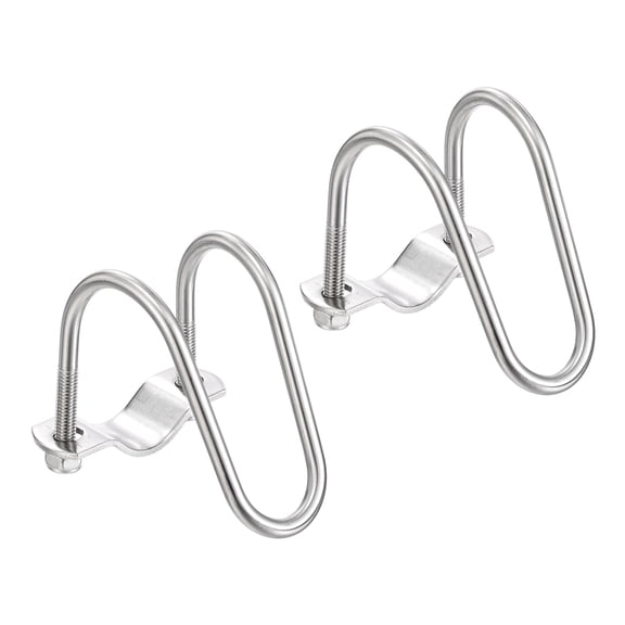 Uxcell 2pcs Cross Pipe Clamp 20mm x 32mm (0.79" x 1.26") M6 304 Stainless Steel U-Shaped Tube Buckle Crossover Steel Pipe Connector for Farm Greenhouse Awning Frames Nursery Fence