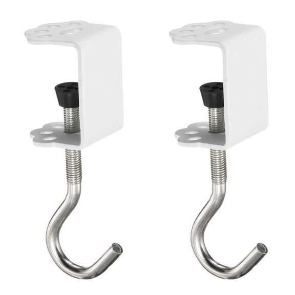 Uxcell 2pcs Desk Hook Clamp 0.2"-1.4" Clamping Range Cat Claw Shape for Backpack Table Purse, White