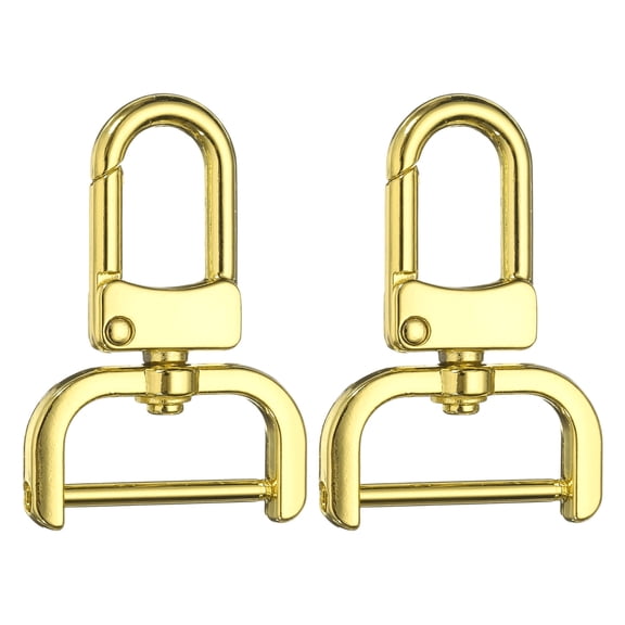 Uxcell 2pcs Detachable Snap Hook Swivel Clasp 1" Metal D-Rings Clasp, Gold