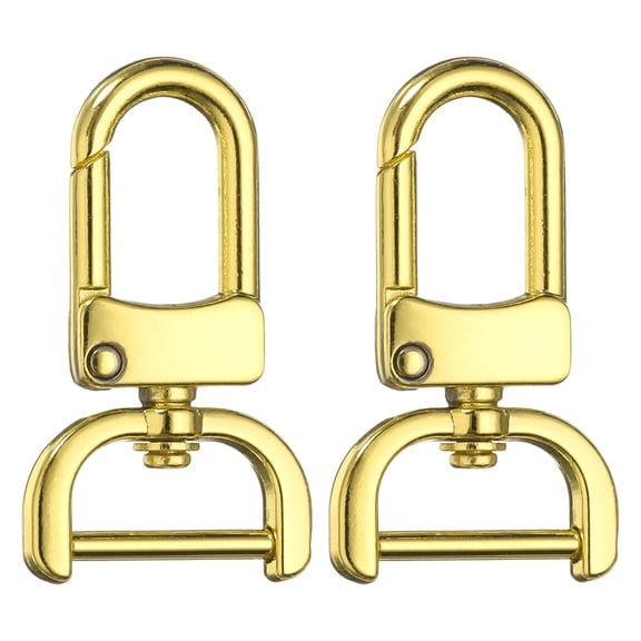Uxcell 2pcs Detachable Snap Hook Swivel Clasp 3/4" Metal D-Rings Clasp, Gold
