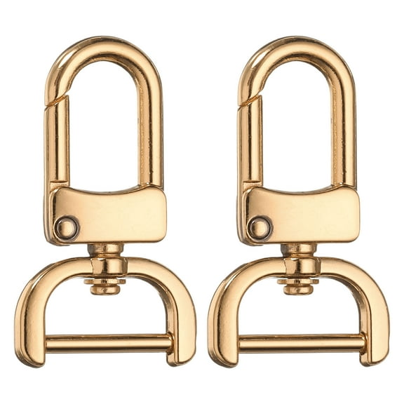 Uxcell 2pcs Detachable Snap Hook Swivel Clasp 3/4" Metal D-Rings Clasp, Light Gold