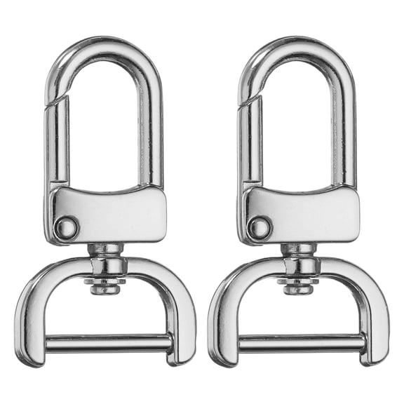 Uxcell 2pcs Detachable Snap Hook Swivel Clasp 3/4" Metal D-Rings Clasp, Silver-White