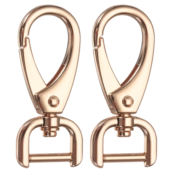 Uxcell 2pcs Detachable Snap Hook Swivel Clasp 3/8" Metal D-Rings Clasp, Light Gold