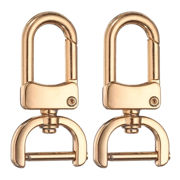 Uxcell 2pcs Detachable Snap Hook Swivel Clasp 5/8" Metal D-Rings Clasp, Light Gold