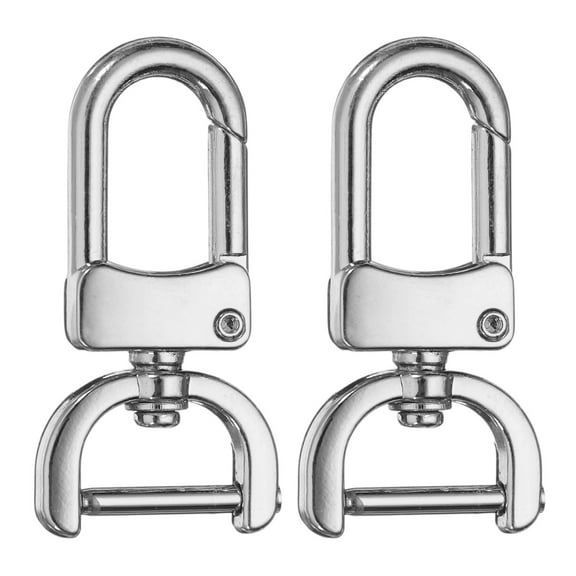 Uxcell 2pcs Detachable Snap Hook Swivel Clasp 5/8" Metal D-Rings Clasp, Silver-White