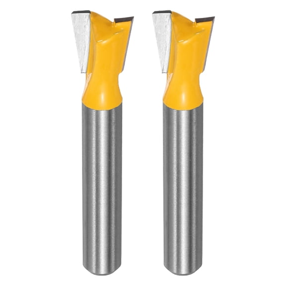 Uxcell 2pcs Dovetail Router BitBit 3/8" Diameter 1/4" Shank 14 Degree Dovetail Joint Bit