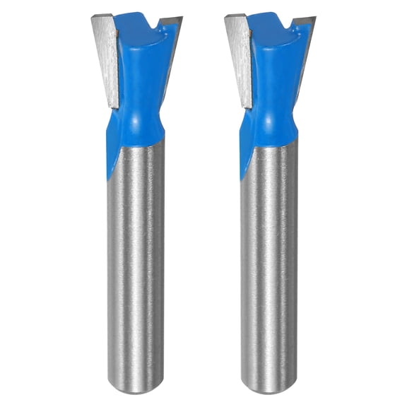 Uxcell 2pcs Dovetail Router BitBits 3/8" Diameter 1/4" Shank 14 Degree Dovetail Cutter Bit