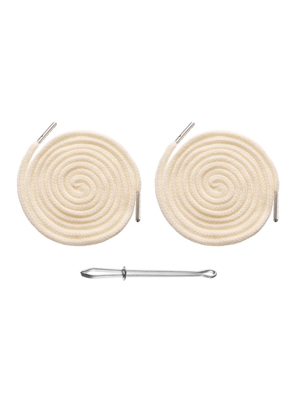 2 Pcs Drawstring Cords 51" Replacement Drawstring Hoodie String Sewing Tool with Easy Threader Beige