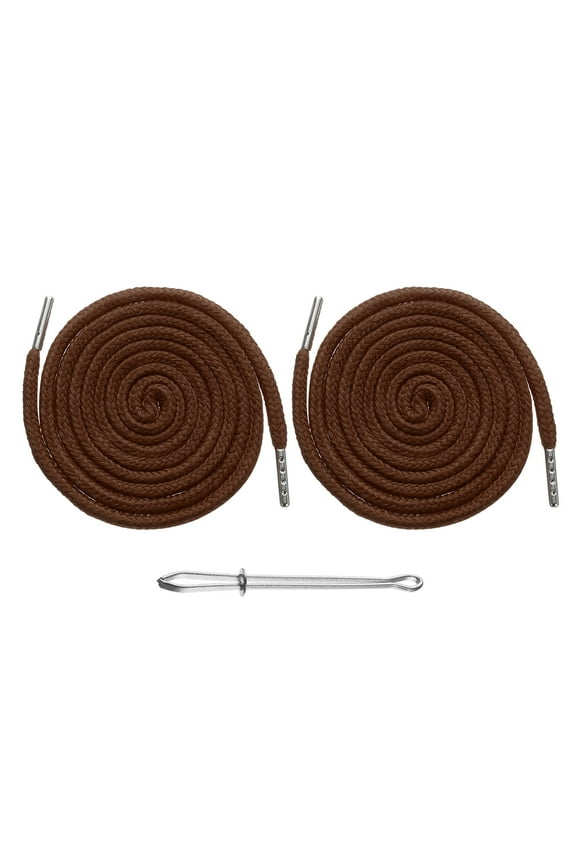 2pcs Drawstring Cords 51" Replacement Drawstring Hoodie String Sewing Tool with Easy Threader for Hoodie Sweatpants Jackets Pants Hats Coats Bags, Brown
