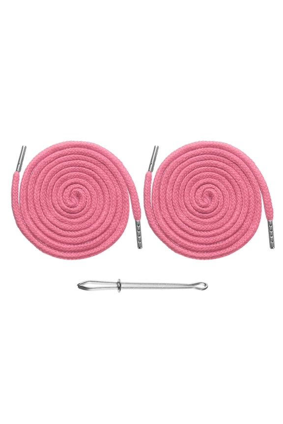 2pcs Drawstring Cords 51" Replacement Drawstring Hoodie String Sewing Tool with Easy Threader for Hoodie Sweatpants Jackets Pants Hats Coats Bags, Pink