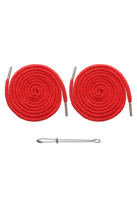 2pcs Drawstring Cords 51" Replacement Drawstring Hoodie String Sewing Tool with Easy Threader for Hoodie Sweatpants Jackets Pants Hats Coats Bags, Red