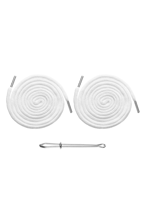 2pcs Drawstring Cords 51" Replacement Drawstring Hoodie String Sewing Tool with Easy Threader for Hoodie Sweatpants Jackets Pants Hats Coats Bags, White