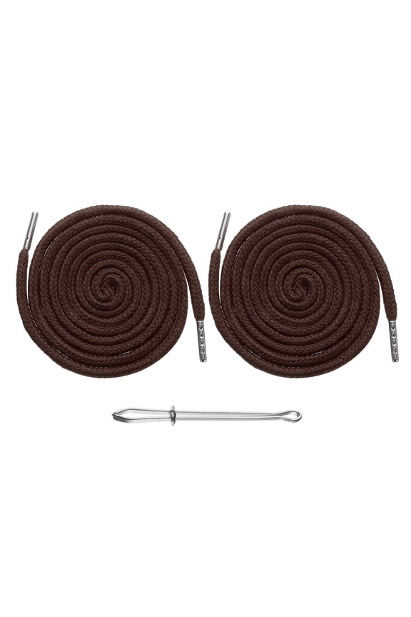 2 Pcs Drawstring Cords 51" Replacement Drawstring Hoodie String Sewing Tool with Easy Threader Coffee