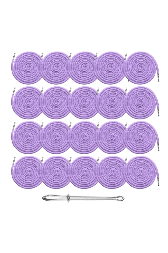 20pcs Drawstring Cords 51" Replacement Drawstring Hoodie String Sewing Tool with Easy Threader for Hoodie Sweatpants Jackets Pants Hats Coats Bags, Light Purple