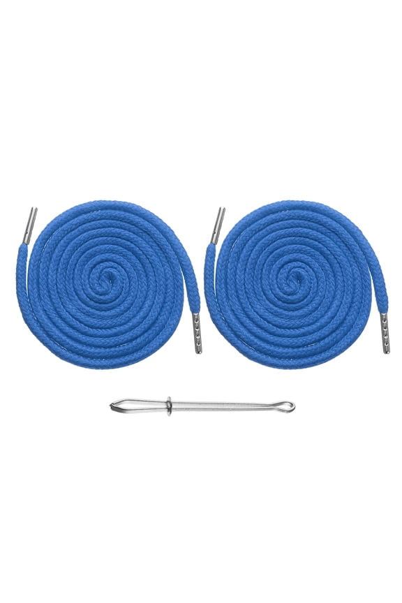 2 Pcs Drawstring Cords 51" Replacement Drawstring Hoodie String Sewing Tool with Easy Threader Lake Blue
