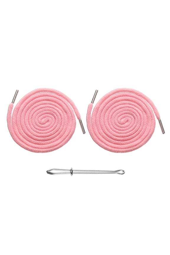 2pcs Drawstring Cords 51" Replacement Drawstring Hoodie String Sewing Tool with Easy Threader for Hoodie Sweatpants Jackets Pants Hats Coats Bags, Light Pink