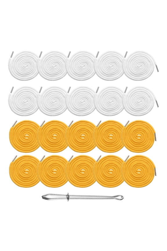 20pcs Drawstring Cords 51" Replacement Drawstring Hoodie String Sewing Tool with Easy Threader for Hoodie Sweatpants Jackets Pants Hats Coats Bags, White+Dark Yellow