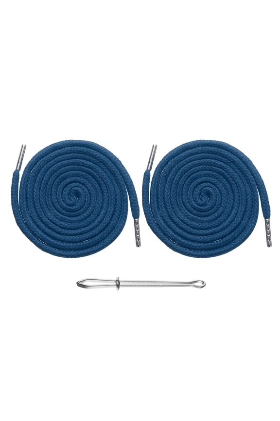 2 Pcs Drawstring Cords 51" Replacement Drawstring Hoodie String Sewing Tool with Easy Threader Dark Blue