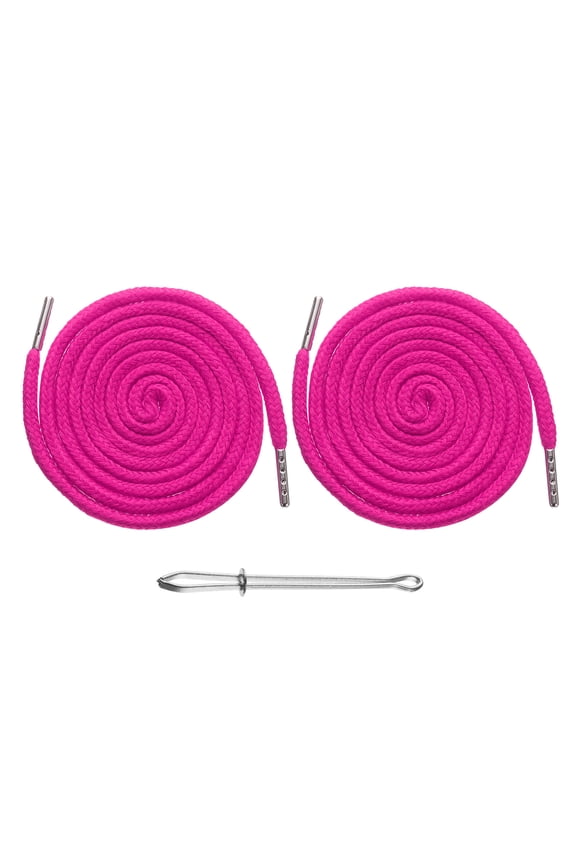 2pcs Drawstring Cords 51" Replacement Drawstring Hoodie String Sewing Tool with Easy Threader for Hoodie Sweatpants Jackets Pants Hats Coats Bags, Rose Red