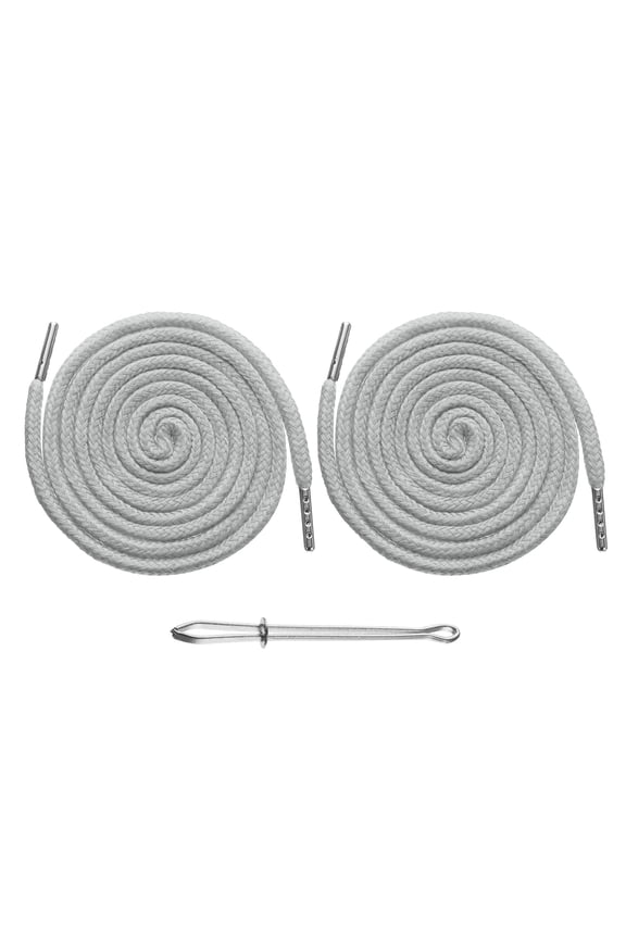 2pcs Drawstring Cords 51" Replacement Drawstring Hoodie String Sewing Tool with Easy Threader for Hoodie Sweatpants Jackets Pants Hats Coats Bags, Light Gray