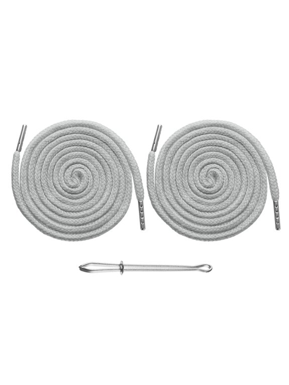 2 Pcs Drawstring Cords 51" Replacement Drawstring Hoodie String Sewing Tool with Easy Threader Light Gray