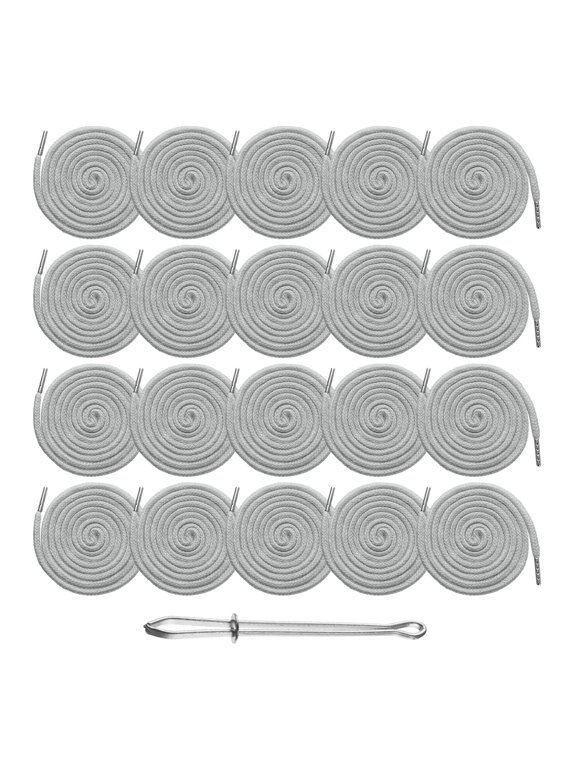 20pcs Drawstring Cords 51" Replacement Drawstring Hoodie String Sewing Tool with Easy Threader for Hoodie Sweatpants Jackets Pants Hats Coats Bags, Light Gray