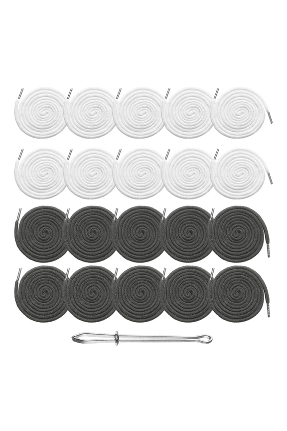 20pcs Drawstring Cords 51" Replacement Drawstring Hoodie String Sewing Tool with Easy Threader for Hoodie Sweatpants Jackets Pants Hats Coats Bags, White+Medium Gray