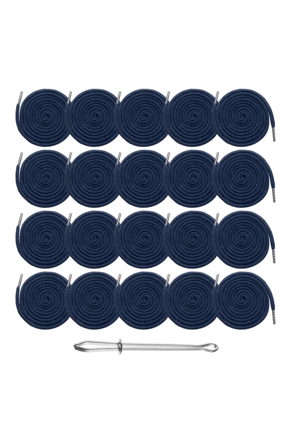 20pcs Drawstring Cords 51" Replacement Drawstring Hoodie String Sewing Tool with Easy Threader for Hoodie Sweatpants Jackets Pants Hats Coats Bags, Navy Blue