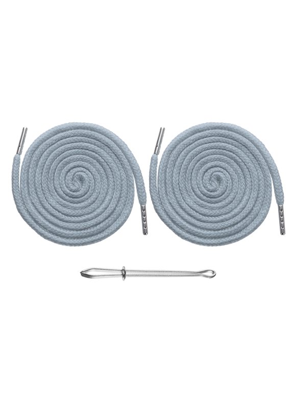2 Pcs Drawstring Cords 51" Replacement Drawstring Hoodie String Sewing Tool with Easy Threader Bright Gray