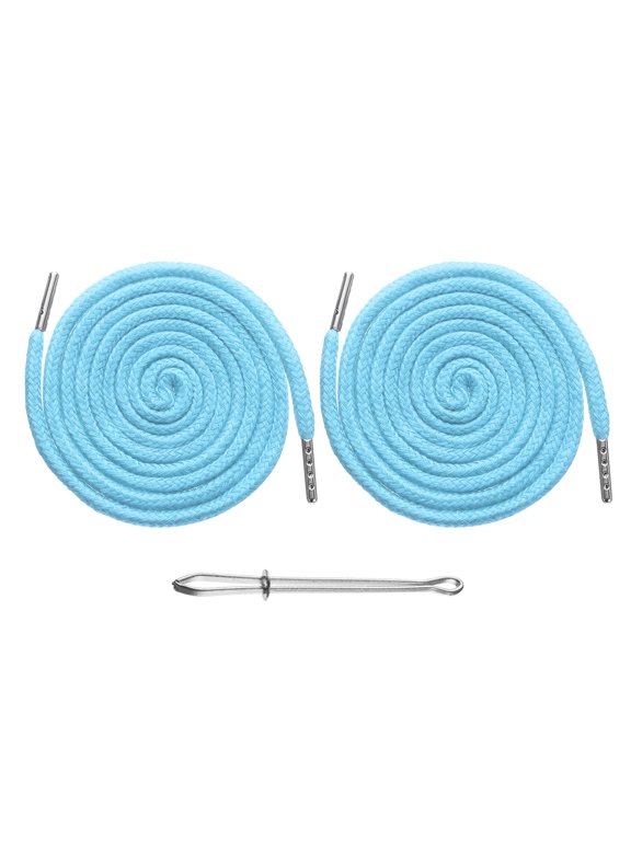 2 Pcs Drawstring Cords 51" Replacement Drawstring Hoodie String Sewing Tool with Easy Threader Light Blue